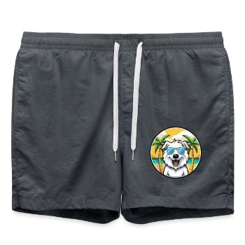 Great Pyrenees Dog Breed Cartoon Sunglasses Beach - Swim Trunks - anthracite - Front - AI Model Male 185 light (185cm)