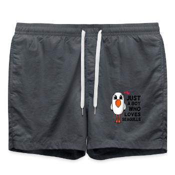 Only a boy who loves seagulls saying gift - Swim Trunks - anthracite - Front - AI Model Male 185 light (185cm)