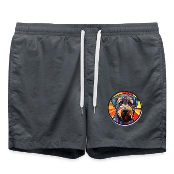 Bouvier Des Flandres Hunderasse buntes Aquarell - Badeshorts - Anthrazit - Vorne - AI Model Male 185 light (185cm)
