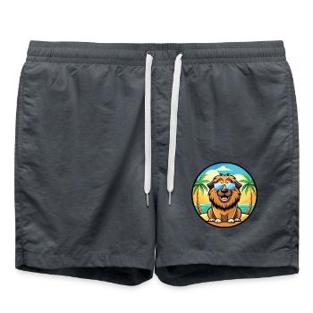 Leonberger Chien Race Dessin Animé Lunettes de Soleil Plage - Short de bain - charbon - Devant - AI Model Male 185 light (185cm)