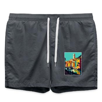 Girona Spanien Vintage Reiseposter WPA Souvenir - Badeshorts - Anthrazit - Vorne - AI Model Male 185 light (185cm)