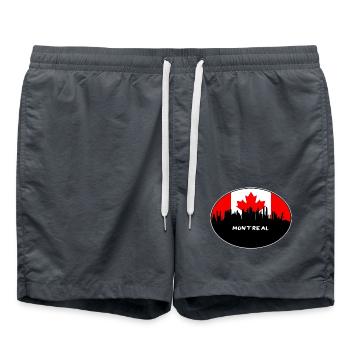 Montreal-Kanada-Flaggen-Skyline-Schattenbild-Reise - Badeshorts - Anthrazit - Vorne - AI Model Male 185 light (185cm)