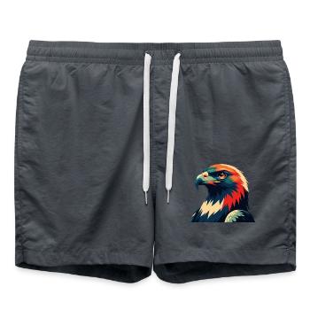 Hawk Cartoon Character Colorful Pet Animal - Swim Trunks - anthracite - Front - AI Model Male 185 light (185cm)