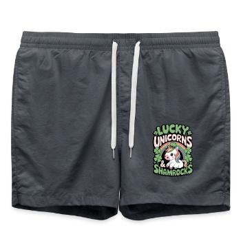 Lucky Unicorns & Shamrocks - Swim Trunks - anthracite - Front - AI Model Male 185 light (185cm)