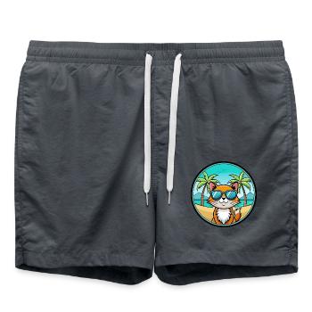 Hantilly Tiffany Cat Breed Cartoon Sunglass Beach - Swim Trunks - anthracite - Front - AI Model Male 185 light (185cm)