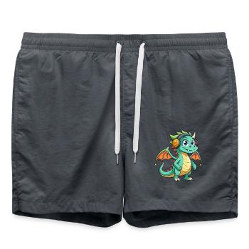 Dragon Funny Cartoon Character Musique de casque - Short de bain - charbon - Devant - AI Model Male 185 light (185cm)