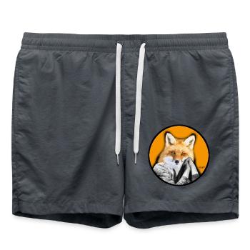 Füchsin Fuchs Student*in schlau Tier Gesicht  - Badeshorts - Anthrazit - Vorne - AI Model Male 185 light (185cm)