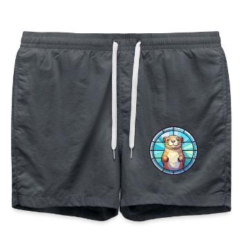 Gopher Buntglas Bunte Karikatur Kawaii Anima - Badeshorts - Anthrazit - Vorne - AI Model Male 185 light (185cm)