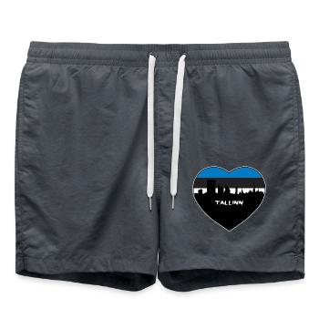 Tallinn Estland Flagge Skyline Reise Souvenir - Badeshorts - Anthrazit - Vorne - AI Model Male 185 light (185cm)
