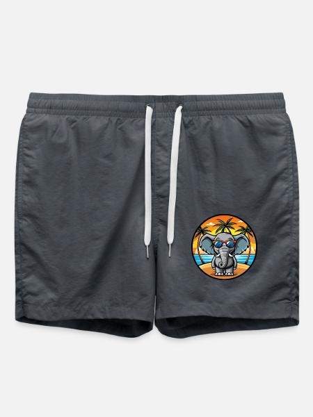 Lunettes de soleil de plage d’été de dessin animé drôle d’éléphant - Short de bain - charbon