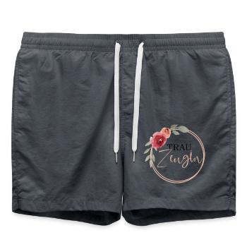 Trauzeugin - Vintage Blumen - Badeshorts - Anthrazit - Vorne - AI Model Male 185 light (185cm)