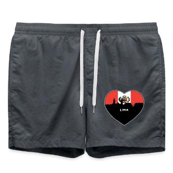 Lima Peru Flagge Skyline Reise Souvenir - Badeshorts - Anthrazit - Vorne - AI Model Male 185 light (185cm)