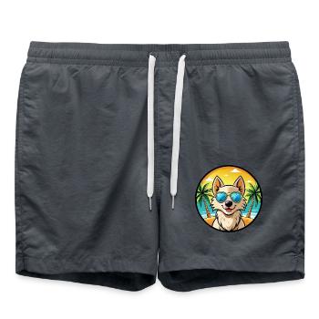 Nordic Spitz Hunderasse Cartoon Sonnenbrille Strand - Badeshorts - Anthrazit - Vorne - AI Model Male 185 light (185cm)