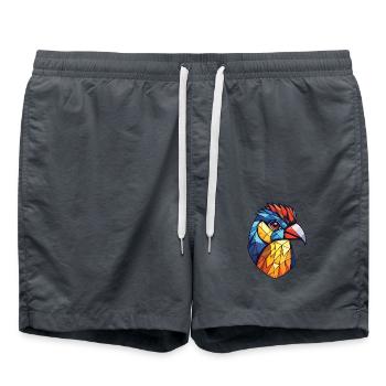 Meisenvogel Buntes Aquarell Tier Illustration - Badeshorts - Anthrazit - Vorne - AI Model Male 185 light (185cm)