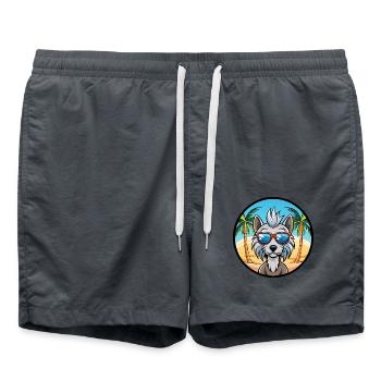 Chinese Crested Dog Breed Cartoon Sunglasses Beach - Swim Trunks - anthracite - Front - AI Model Male 185 light (185cm)