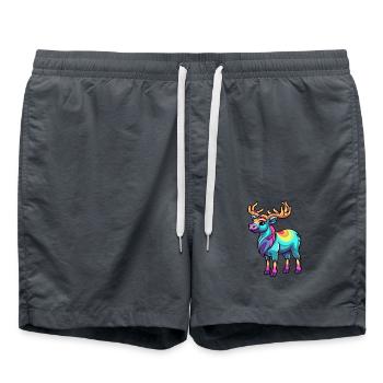 Karibu buntes Aquarell Cartoon Kawaii Tier - Badeshorts - Anthrazit - Vorne - AI Model Male 185 light (185cm)