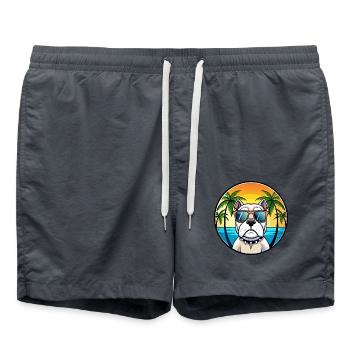 Amerikanische Bulldogge Rasse Cartoon Sonnenbrille Strand - Badeshorts - Anthrazit - Vorne - AI Model Male 185 light (185cm)