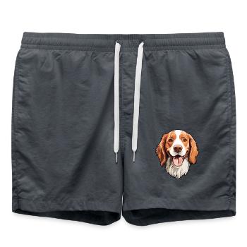 Irischer roter und weißer Setter Hund Rasse Aquarell ca - Badeshorts - Anthrazit - Vorne - AI Model Male 185 light (185cm)