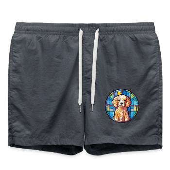 Hund Bunte Karikatur Kawaii Tier - Badeshorts - Anthrazit - Vorne - AI Model Male 185 light (185cm)