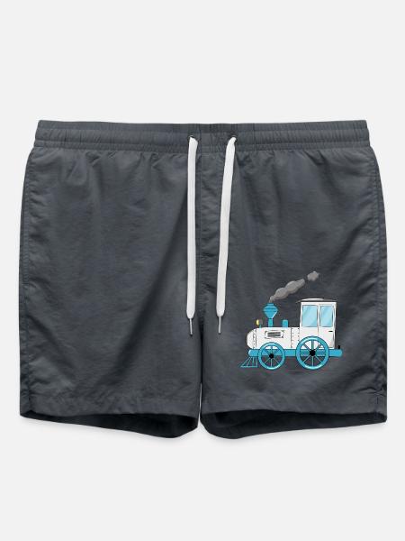 Children's train railway white - Swim Trunks - anthracite