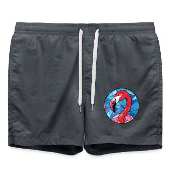 Flamingo Bunte Aquarell-Tierillustration - Badeshorts - Anthrazit - Vorne - AI Model Male 185 light (185cm)