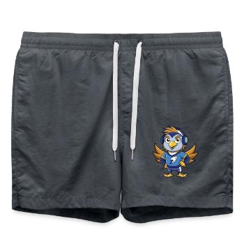 Falke Lustige Zeichentrickfigur Kopfhörer Musik - Badeshorts - Anthrazit - Vorne - AI Model Male 185 light (185cm)