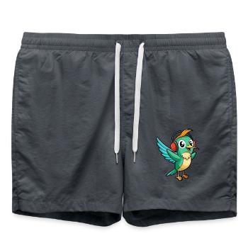 Kolibri Lustige Cartoon Tier Kopfhörer Musik - Badeshorts - Anthrazit - Vorne - AI Model Male 185 light (185cm)
