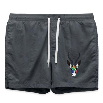 SPRINGBOK HEAD IN SOUTH AFRICAN COLOURS - Swim Trunks - anthracite - Front - AI Model Male 185 light (185cm)