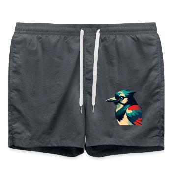 Geai bleu personnage de dessin animé animal de compagnie coloré - Short de bain - charbon - Devant - AI Model Male 185 light (185cm)