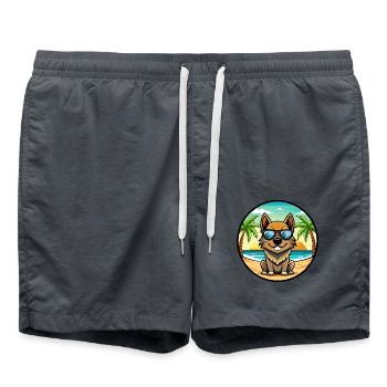 Black Tan Hund Rasse Cartoon Sonnenbrille Strand - Badeshorts - Anthrazit - Vorne - AI Model Male 185 light (185cm)