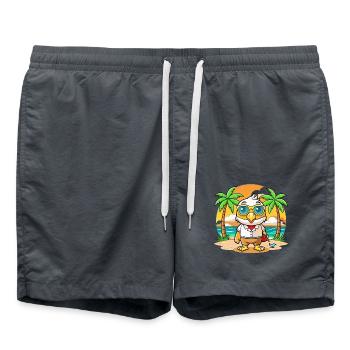 Hawk Funny Cartoon Summer Beach Sunglasses - Swim Trunks - anthracite - Front - AI Model Male 185 light (185cm)
