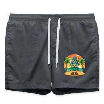 Lunettes de soleil de plage d’été de dessin animé drôle de paon - Short de bain - charbon - Devant - AI Model Male 185 light (185cm)