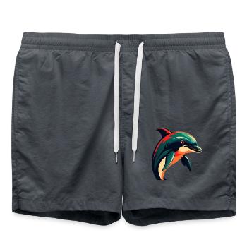 Delphin Cartoon Figur Buntes Haustier Tier - Badeshorts - Anthrazit - Vorne - AI Model Male 185 light (185cm)