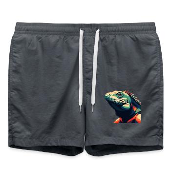 Leguan Cartoon Figur Buntes Haustier Tier - Badeshorts - Anthrazit - Vorne - AI Model Male 185 light (185cm)