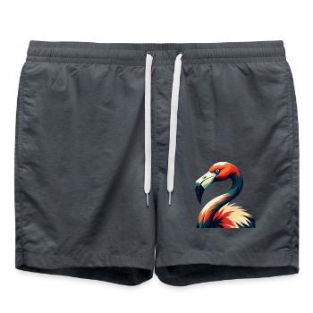 Flamingo Cartoon Figur Buntes Haustier Tier - Badeshorts - Anthrazit - Vorne - AI Model Male 185 light (185cm)