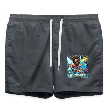 Got wishes? Lustiges Motiv mit Fee (Mann) & Spruch - Badeshorts - Anthrazit - Vorne - AI Model Male 185 light (185cm)