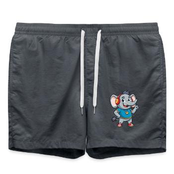 Elefant Lustige Zeichentrickfigur Kopfhörer Musik - Badeshorts - Anthrazit - Vorne - AI Model Male 185 light (185cm)