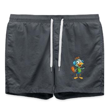 Emu Lustige Zeichentrickfigur Kopfhörermusik - Badeshorts - Anthrazit - Vorne - AI Model Male 185 light (185cm)