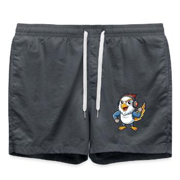 Falcon Funny Cartoon Character Musique de casque - Short de bain - charbon - Devant - AI Model Male 185 light (185cm)