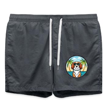 Welsh Springer Spaniel Hunderasse Cartoon Beach - Badeshorts - Anthrazit - Vorne - AI Model Male 185 light (185cm)