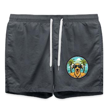 Sloughi Hunderasse Cartoon Sonnenbrille Strand - Badeshorts - Anthrazit - Vorne - AI Model Male 185 light (185cm)