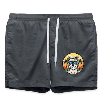 Skye Terrier Hunderasse Cartoon Sonnenbrille Strand - Badeshorts - Anthrazit - Vorne - AI Model Male 185 light (185cm)