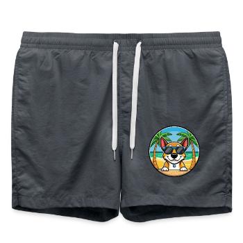 Serbischer dreifarbiger Laufhund Rasse Cartoon Strand - Badeshorts - Anthrazit - Vorne - AI Model Male 185 light (185cm)