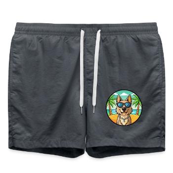 Shepherd Dog Breed Cartoon Sunglasses Beach - Swim Trunks - anthracite - Front - AI Model Male 185 light (185cm)