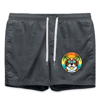 Bernhardiner Hunderasse Cartoon Sonnenbrille Strand - Badeshorts - Anthrazit - Vorne - AI Model Male 185 light (185cm)