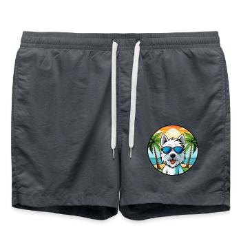 Westie Hunderasse Cartoon Sonnenbrille Strand - Badeshorts - Anthrazit - Vorne - AI Model Male 185 light (185cm)