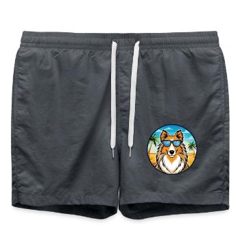 Rough Collie Chien Race Dessin Animé Lunettes De Soleil Plage - Short de bain - charbon - Devant - AI Model Male 185 light (185cm)