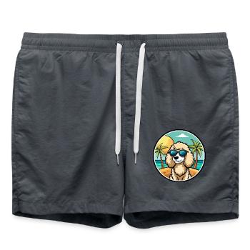 Pudel Hund Rasse Cartoon Sonnenbrille Strand - Badeshorts - Anthrazit - Vorne - AI Model Male 185 light (185cm)