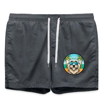 Pyrenäenschäferhund Hunderasse Cartoon Sonnenbrille Strand - Badeshorts - Anthrazit - Vorne - AI Model Male 185 light (185cm)
