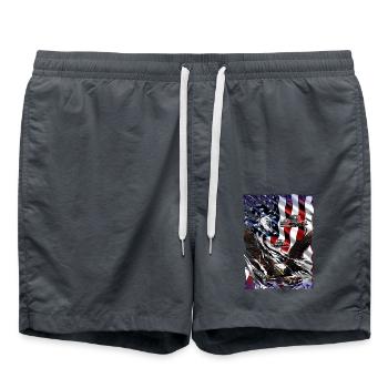 USA Flagge Adler Truck Muster - Badeshorts - Anthrazit - Vorne - AI Model Male 185 light (185cm)